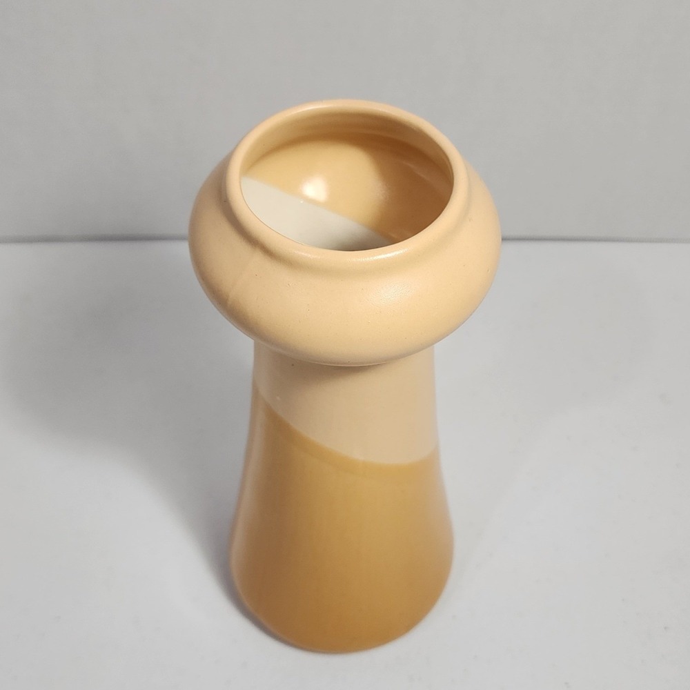 VTG Tradewinds Bay Ceramic Vase Two Tone Tan Beige MCM Decor 9.25 Inch